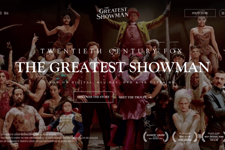 The Greatest Showman website preview